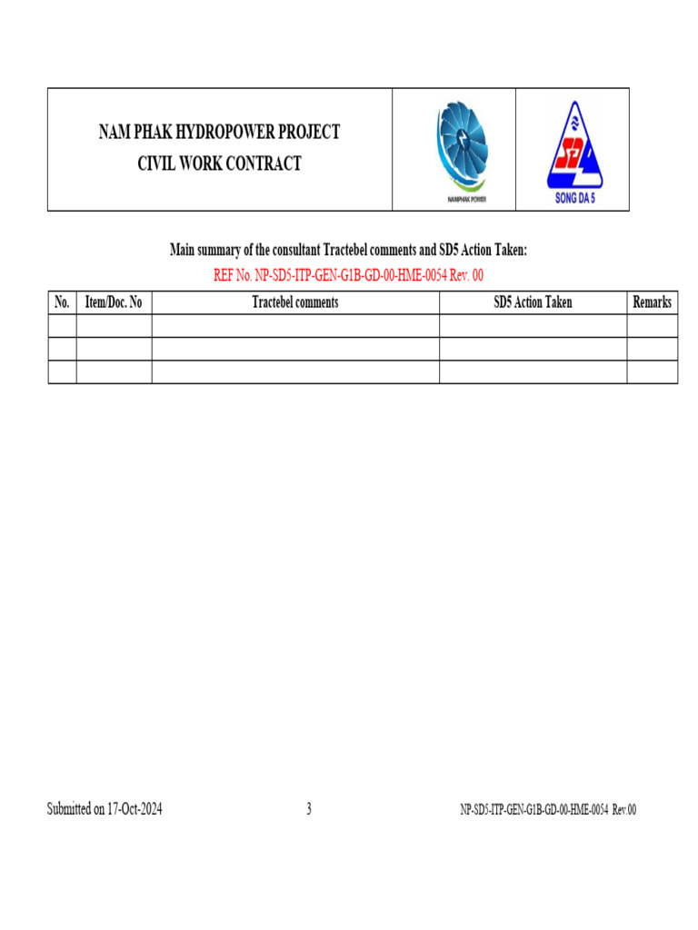 Nam Phak Hydropower Project Summary | PDF