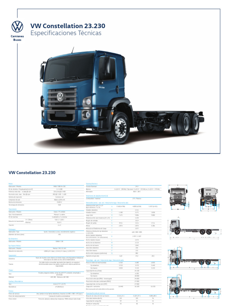 Especificaciones VW Constellation 23.230 | PDF | Eje | Industria automotriz