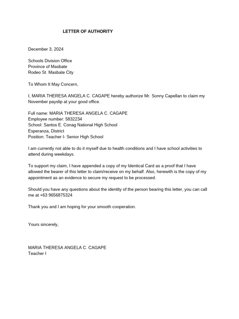 Prc authorization letter pdf