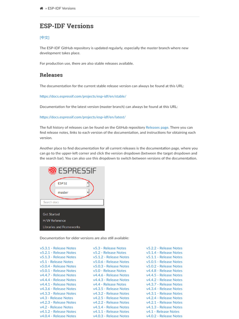 ESP-IDF Version Guide & Updates | PDF | Software Release Life Cycle ...