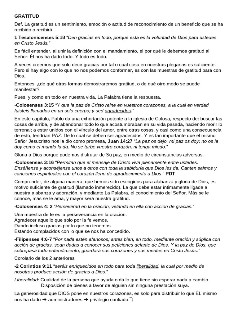 La Importancia de la Gratitud Cristiana | PDF | Gratitud | Teología