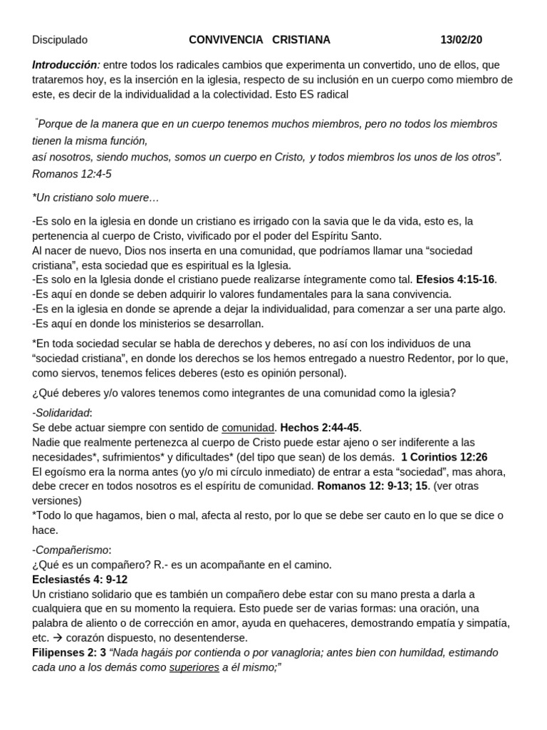Convivencia Cristiana en la Iglesia | PDF | Iglesia cristiana | Cristo ...