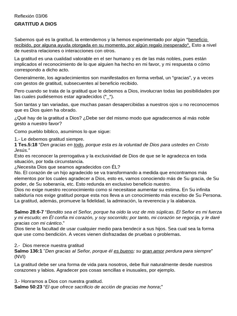 Gratitud A Dios | PDF | Gratitud | Salmos