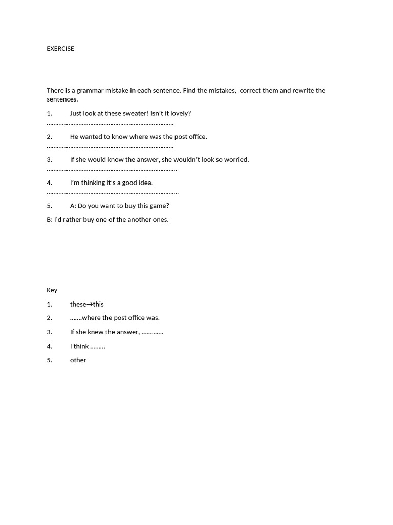 Grammar Mistake Correction Exercise | PDF