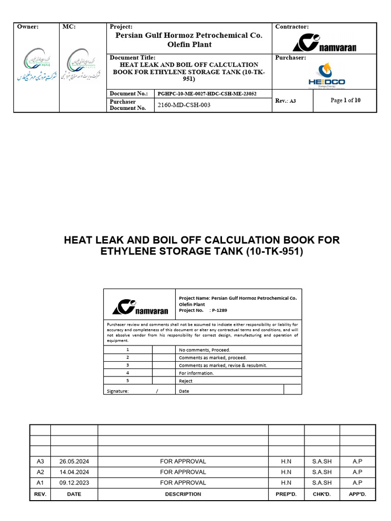 Ethylene Tank Heat Leak Calculation Guide | PDF | Thermal Insulation ...