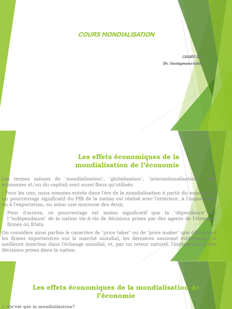 Effets économiques de la mondialisation | PDF | Mondialisation | Afrique