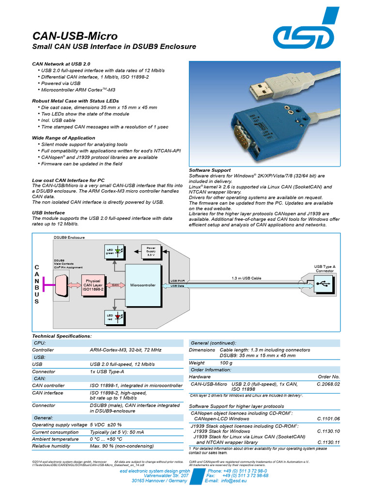 Compact USB CAN Interface Overview | PDF | Usb | Operating System
