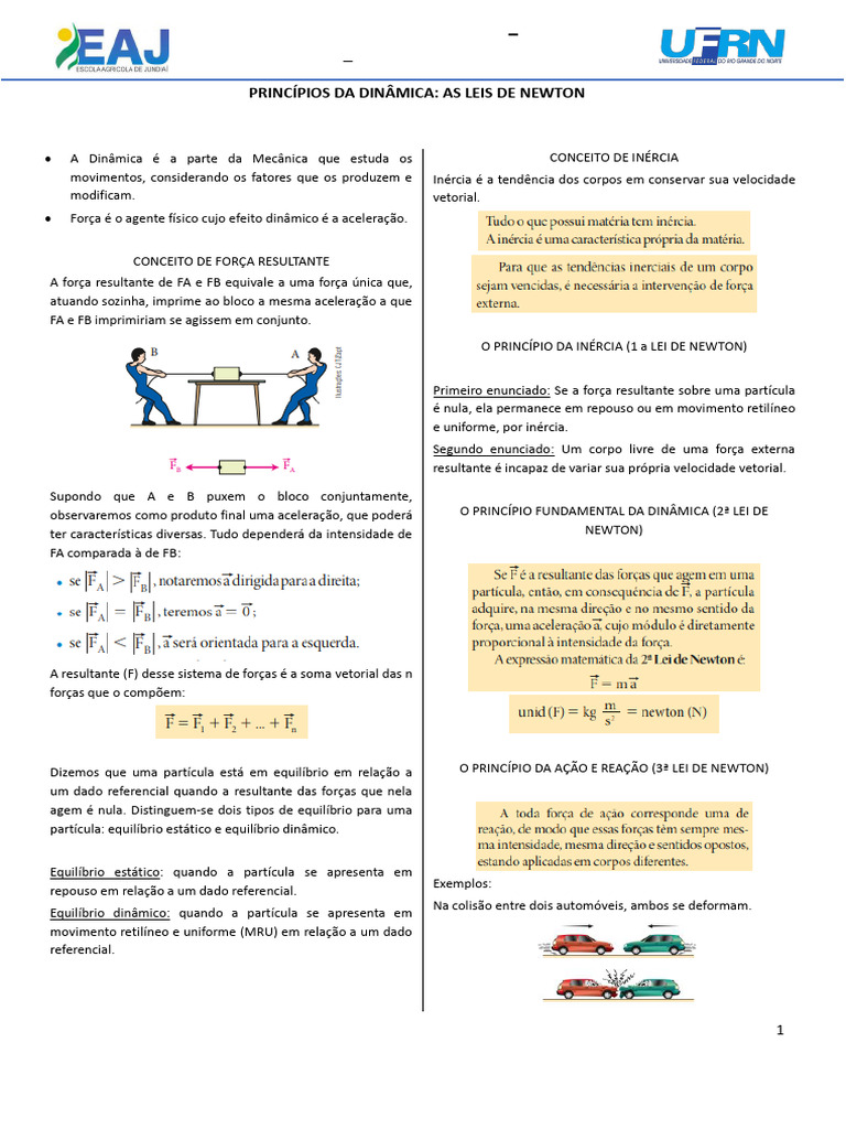 Princípios da Dinâmica e Leis de Newton | PDF | Leis do Movimento de ...