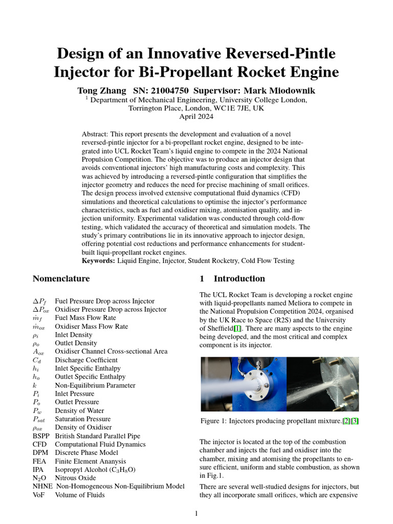 Student Rocket Injector Design | PDF | Rocket Engine | Fluid Dynamics
