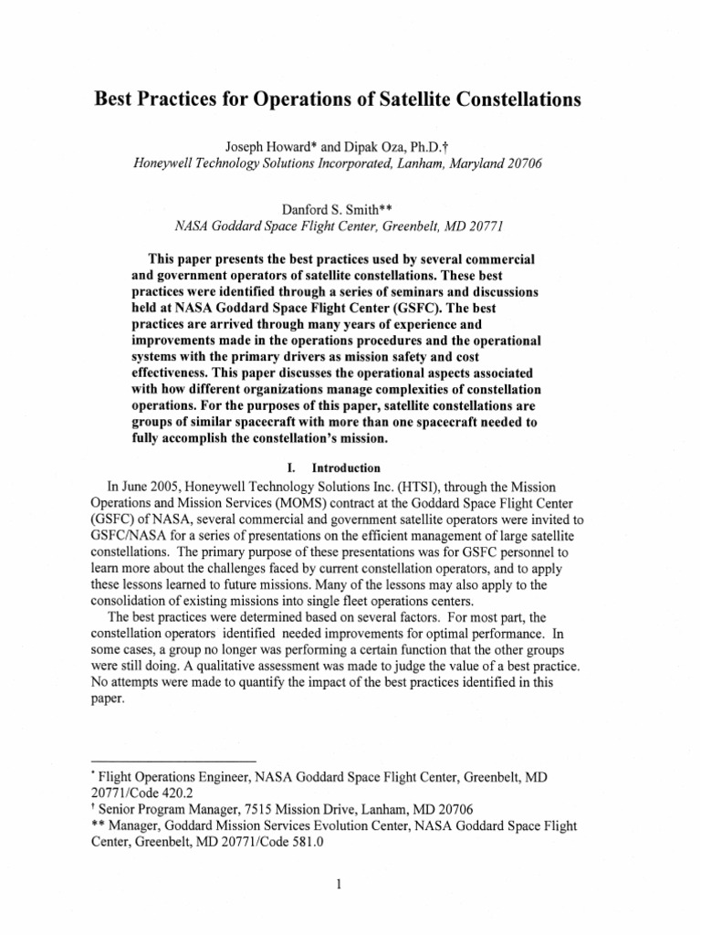 Satellite Constellation Operations Best Practices | PDF | Satellite ...