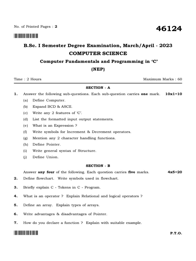 46124 computer fundamentals and programming in c pdf