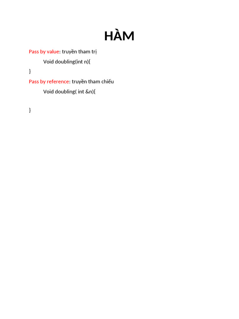 Ham Function: Pass by Value vs Reference | PDF