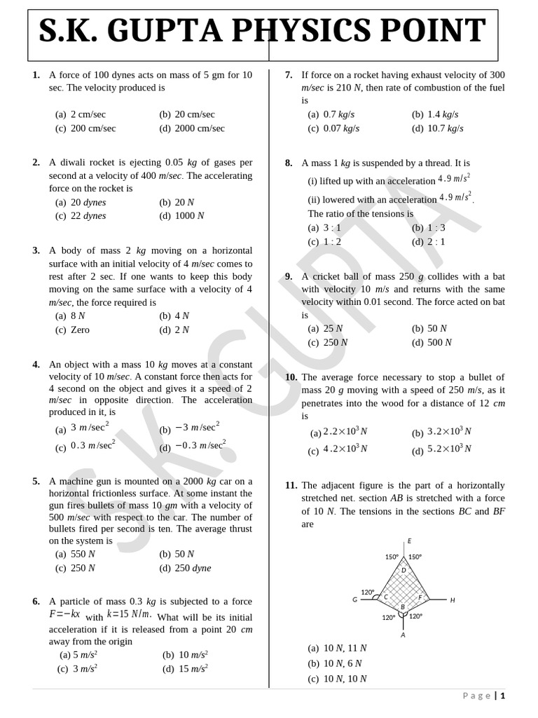 Physics Problems on Forces and Motion | PDF | Tension (Physics) | Force