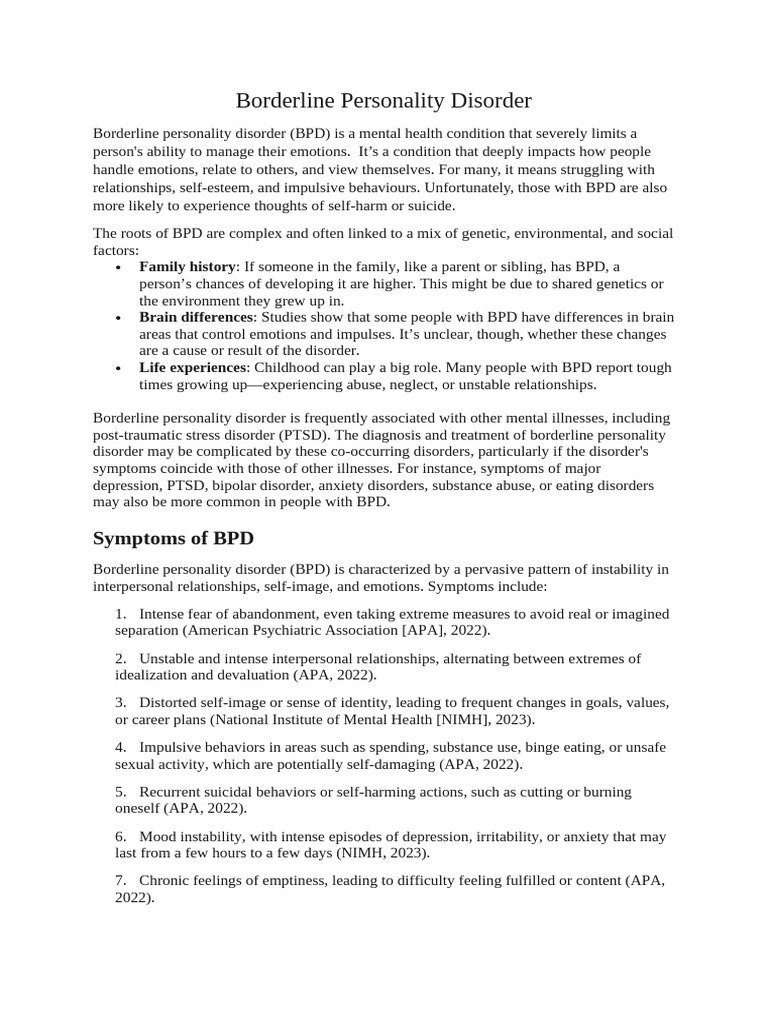Understanding Borderline Personality Disorder | PDF | Borderline ...