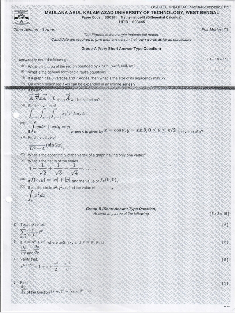 Mathematics -III(Differential Calculus) | PDF
