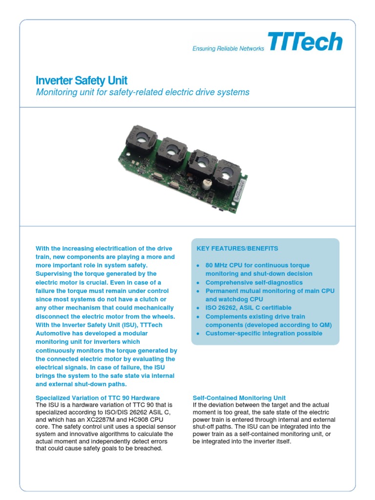TTTech Automotive Inverter Safety Unit Flyer 01 | PDF | Power Inverter ...