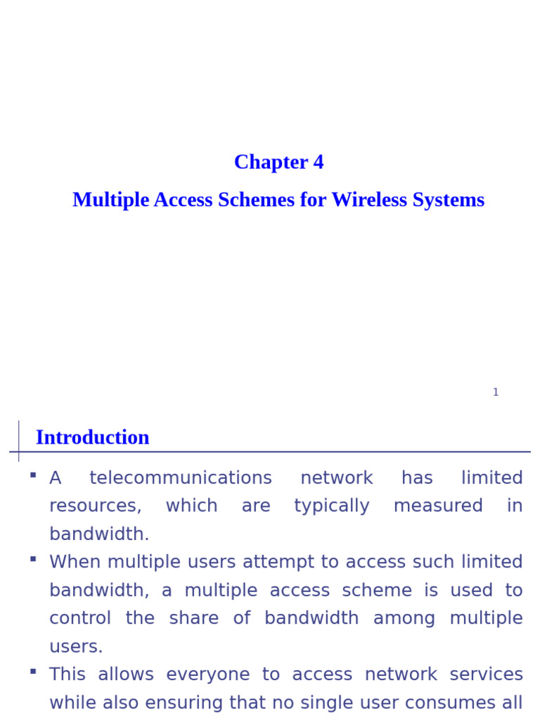 Multiple Access Schemes in Wireless Systems | PDF | Channel Access ...