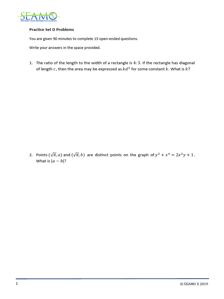 Paper D Practice-with-Solutions | PDF | Area | Circle