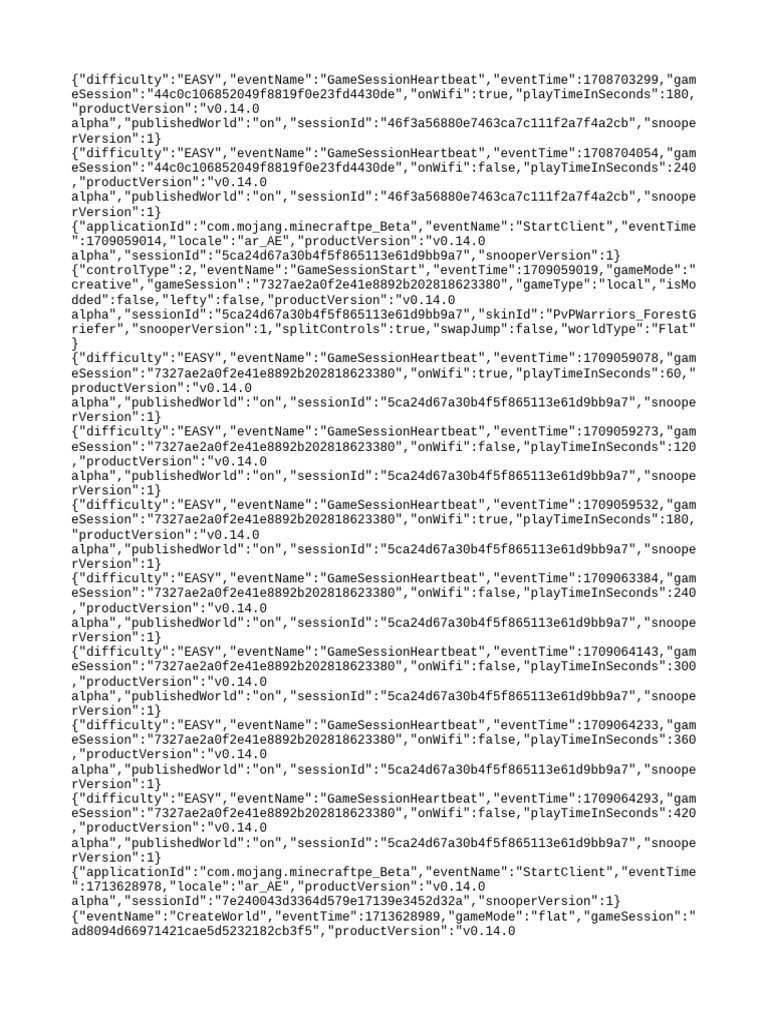 Minecraft Game Session Data Logs | PDF