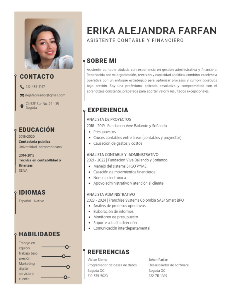 Curriculum Profesional Color Beige | PDF