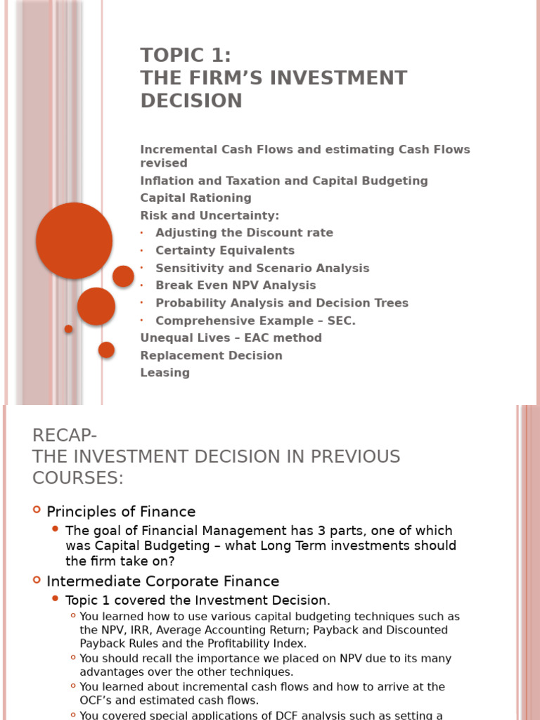 Investment Decision and Cash Flow Analysis | PDF | Capital Budgeting ...
