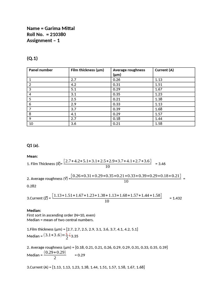 Assignment_1_SEE609 | PDF | Data Analysis | Probability Theory
