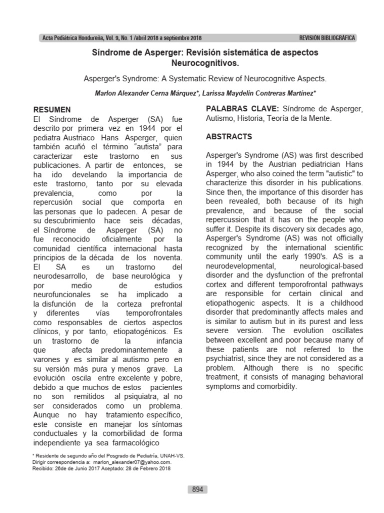 Síndrome de Asperger: Revisión y Aspectos Clave | PDF | Las emociones ...