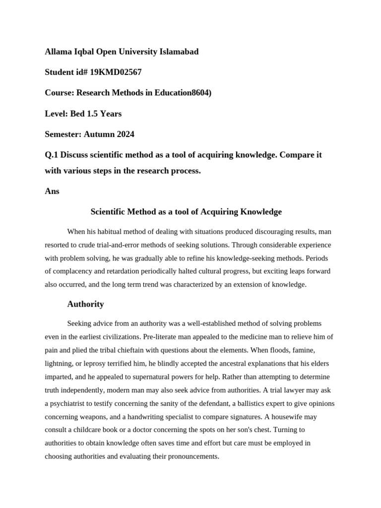 Scientific Method in Research Education | PDF | Methodology | Deductive ...