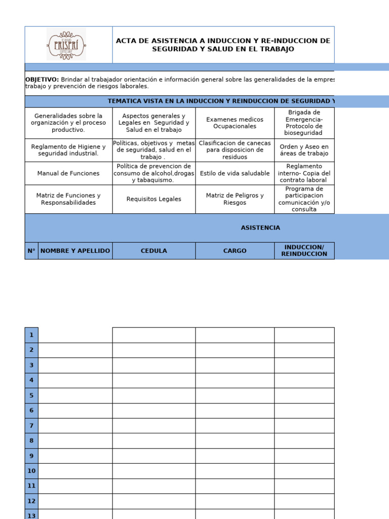 Inducción en Seguridad y Salud Laboral | PDF | Higiene