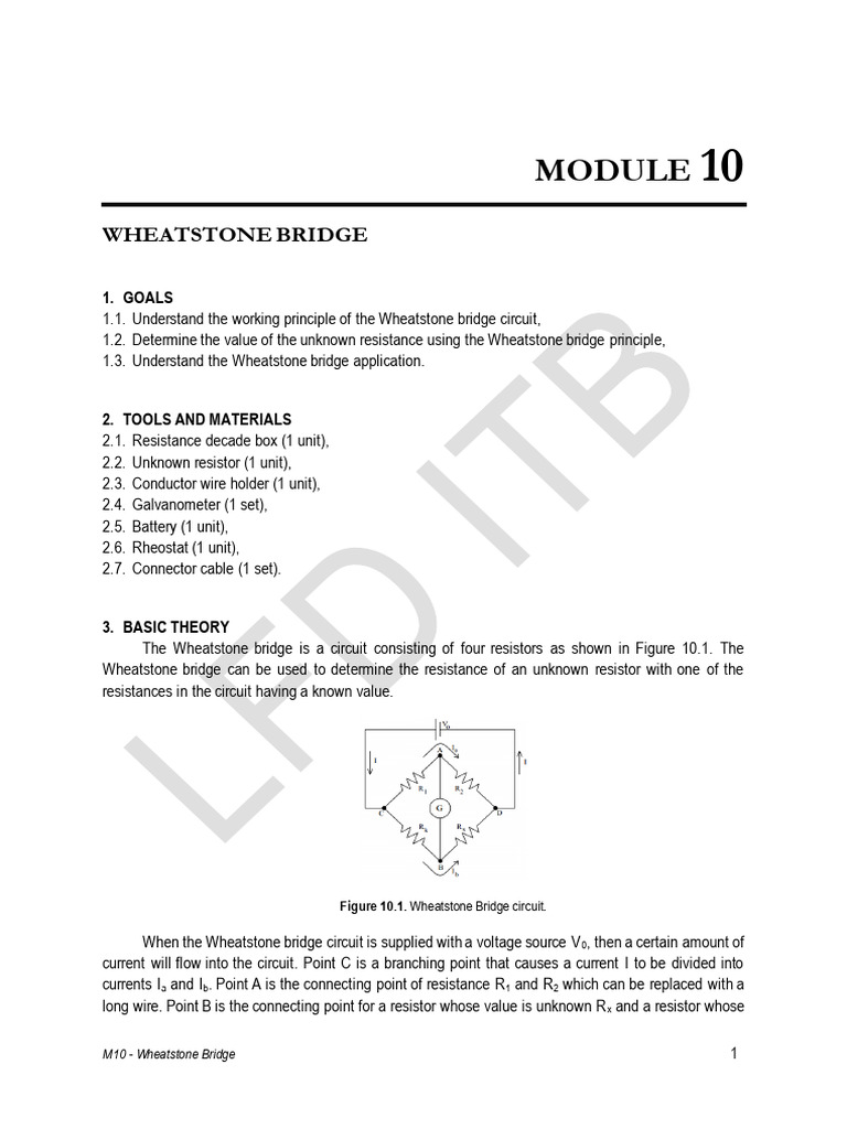 Module 10 Wheatstone Bridge April 2022 | PDF | Electrical Network ...