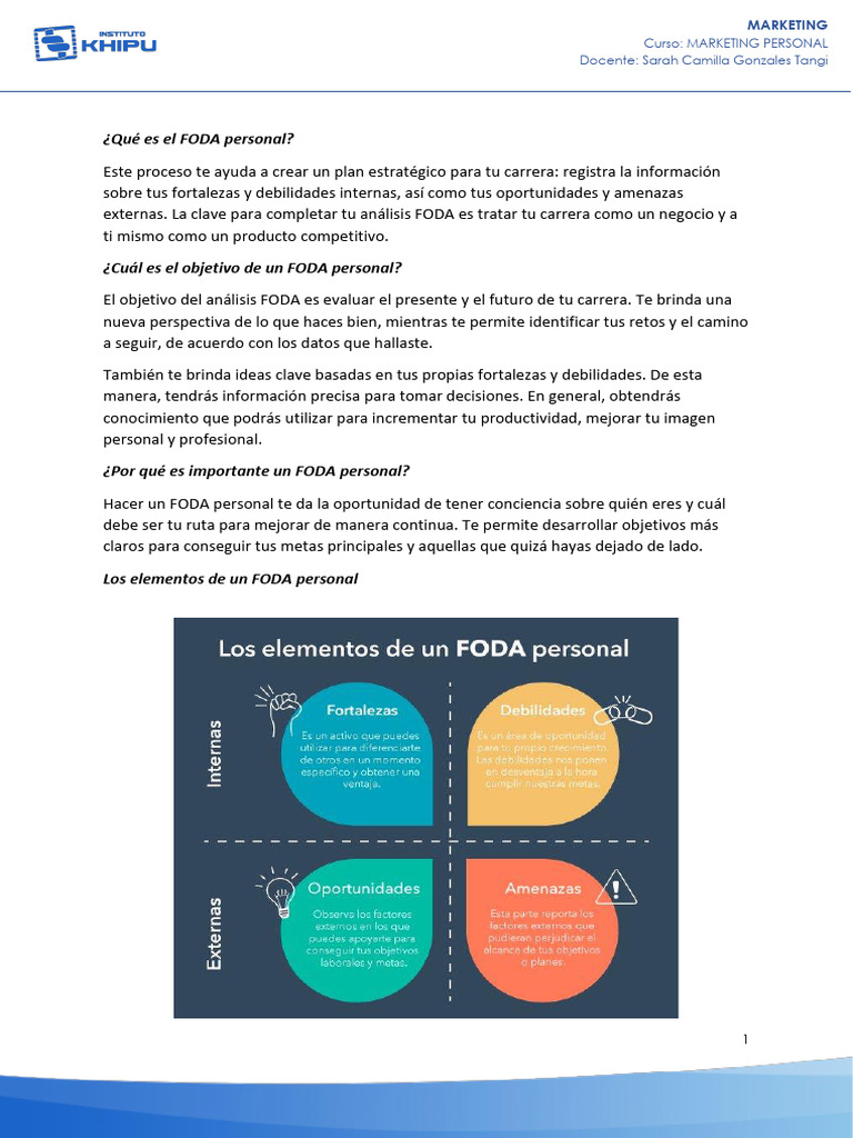 Análisis FODA Personal para el Éxito | PDF | Análisis FODA | Economias