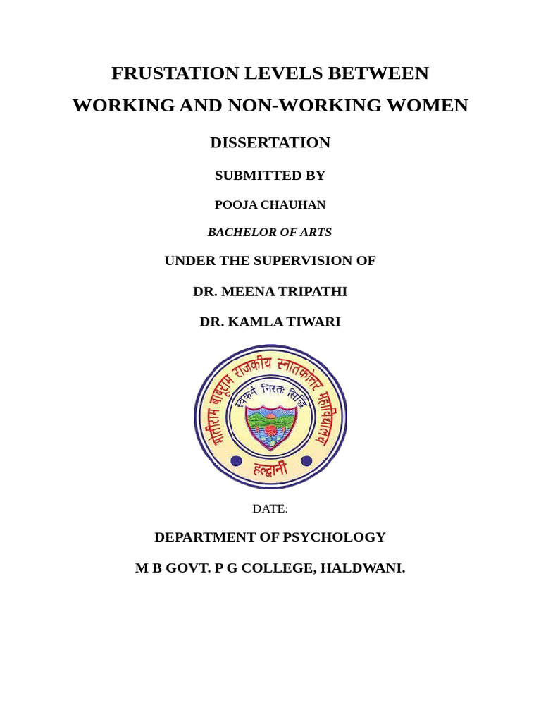 Frustration Levels in Women Workers | PDF