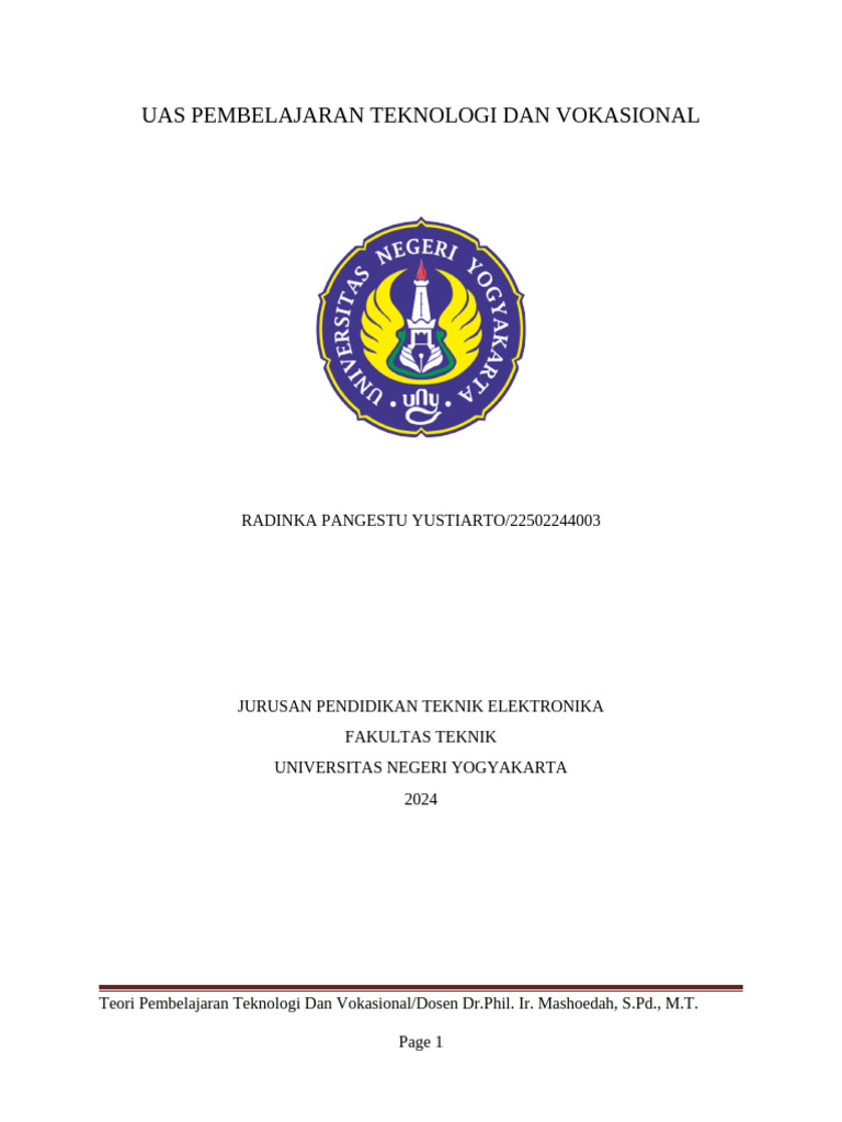 UAS PTV_RADINKA PANGESTU_22502244003 | PDF