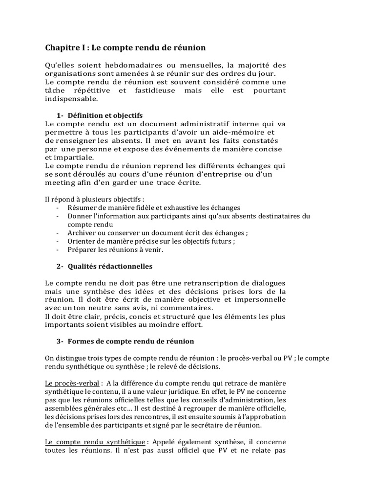 Types et Rédaction de Comptes Rendus | PDF