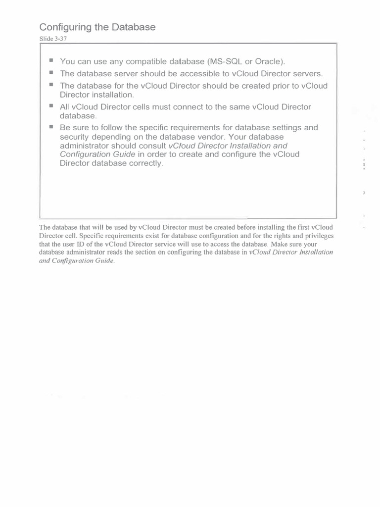 vCloud Director Database Configuration Guide | PDF