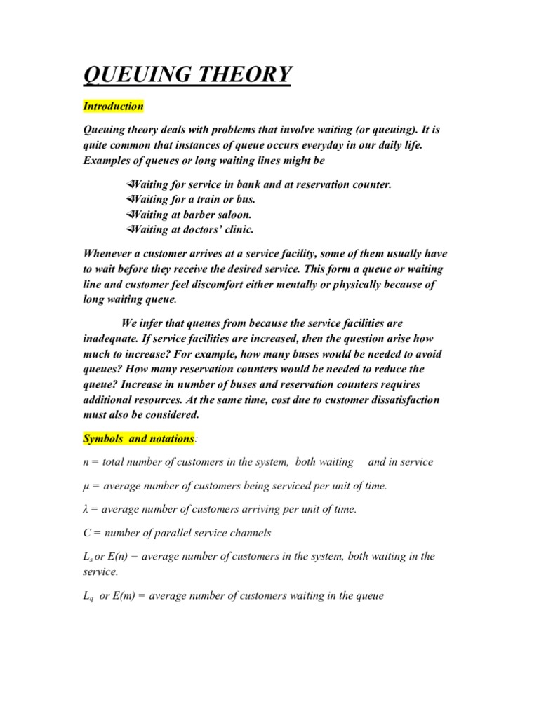 Queuing Theory 1 PDF Stochastic Process Teaching Mathematics