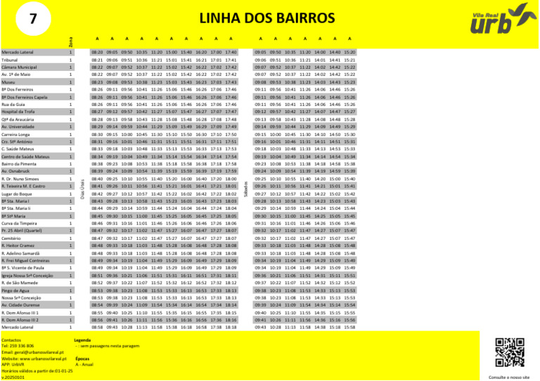 Horários Linha dos Bairros Urbanos | PDF