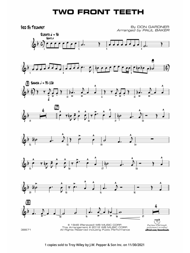 Two Front Teeth 3rd B-Flat Trumpet | PDF