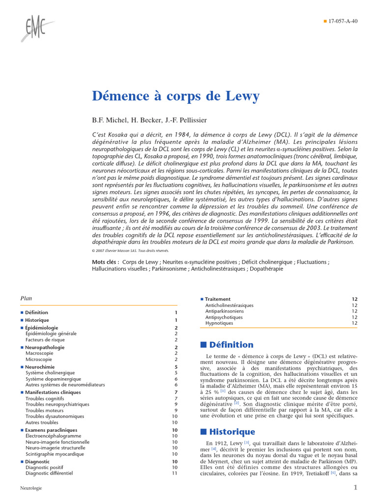 Démence à corps de Lewy : Diagnostic et Traitement | PDF | Maladie de ...