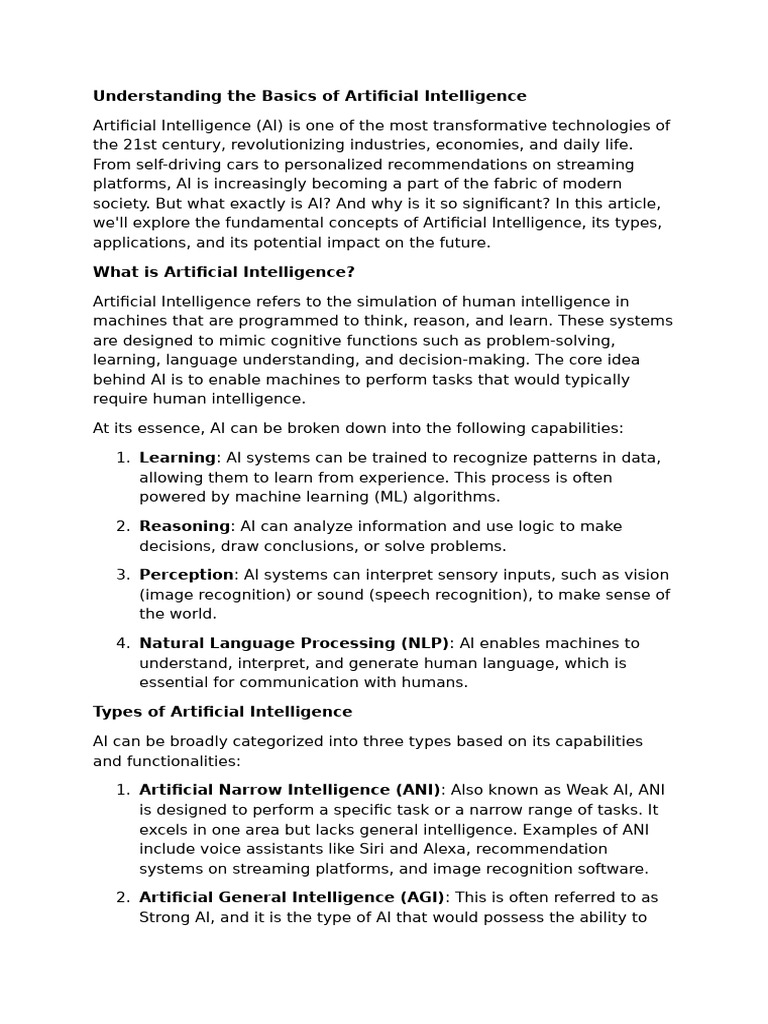 Understanding The Basics of Artificial Intelligence | PDF | Artificial ...