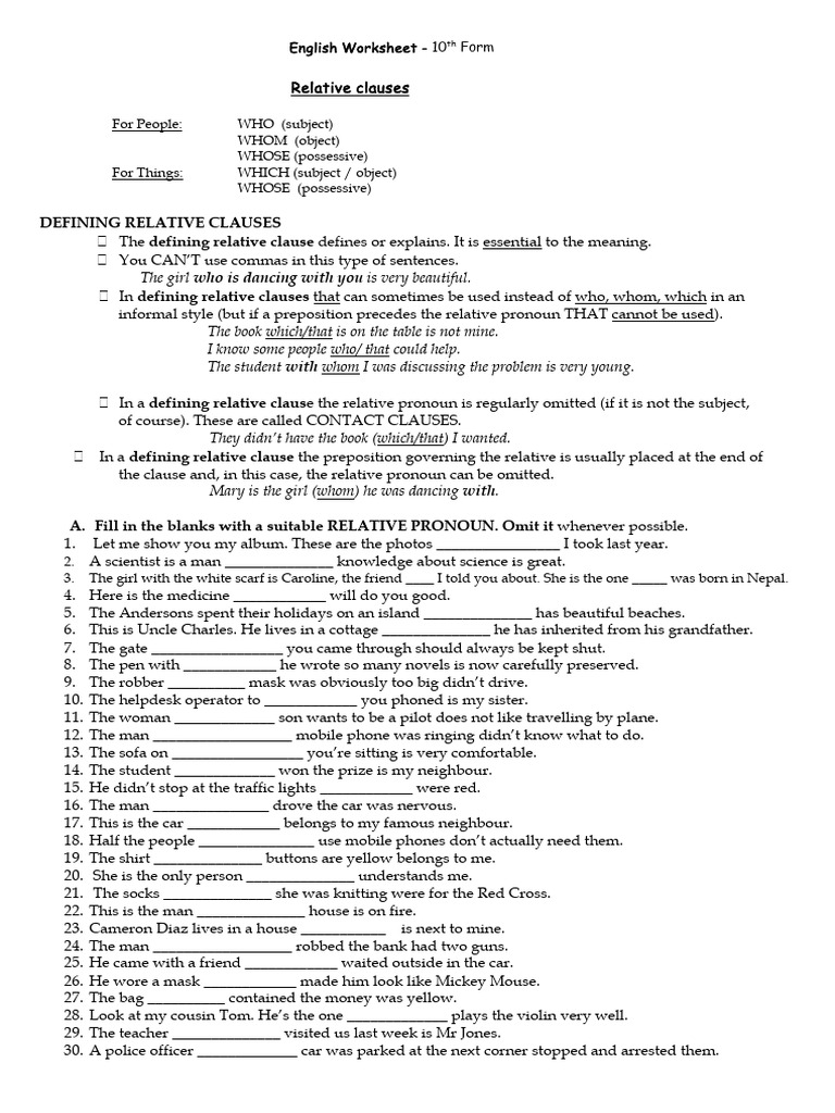 Relatives 24_25 (1) | PDF | Language Mechanics | Grammar