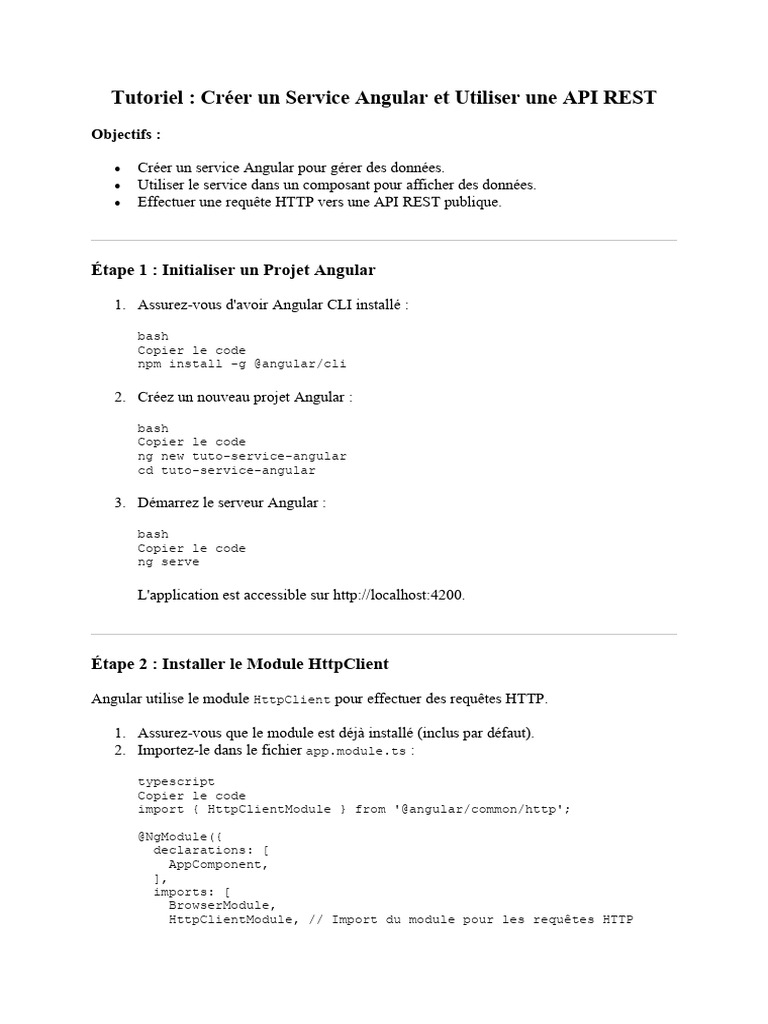 Créer un Service Angular avec API REST | PDF | Architecture d'un ...