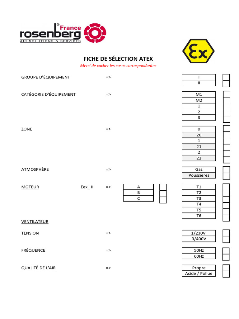 Fiche de Sélection ATEX Équipement | PDF