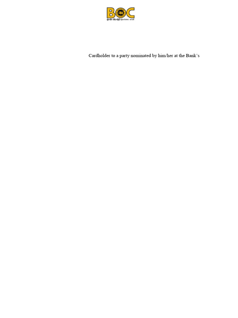 Boc Rights Obligations and Liabilities of Supplementary Cardholder Form ...