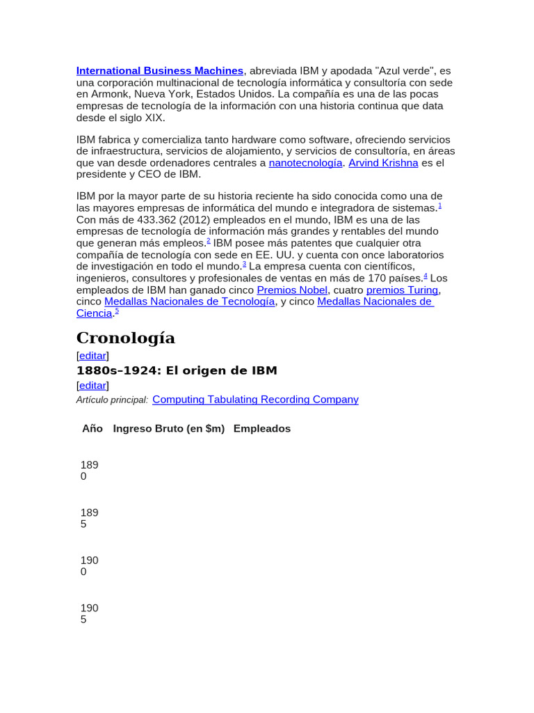 Historia de IBM: Fundación y Orígenes | PDF | Ibm | Business