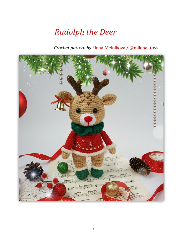 Crochet Rudolph the Deer Pattern | PDF | Crochet | Embroidery