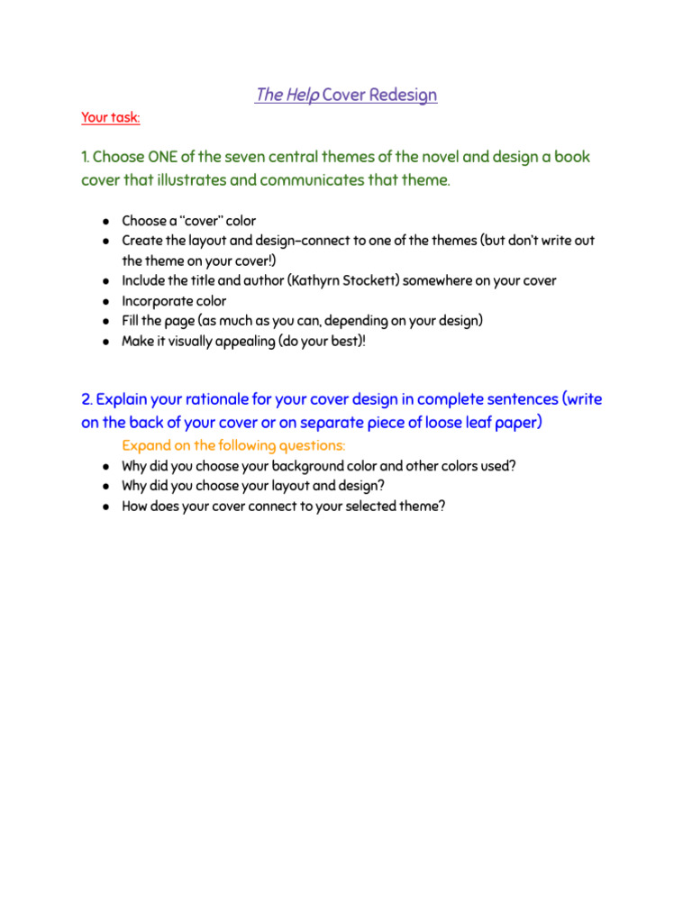 Help Cover Design Project Guide | PDF