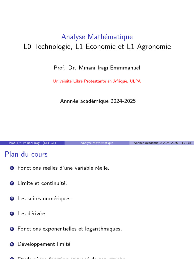 Analyse Mathématique pour L1 | PDF | Fonction (Mathématiques ...