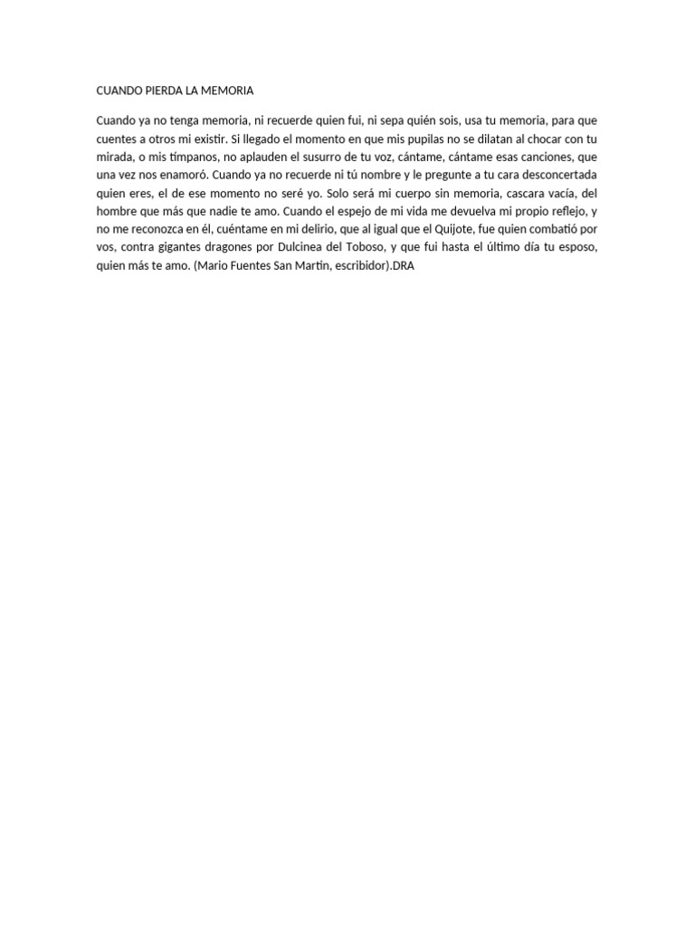 Cuando Pierda La Memori1 | PDF