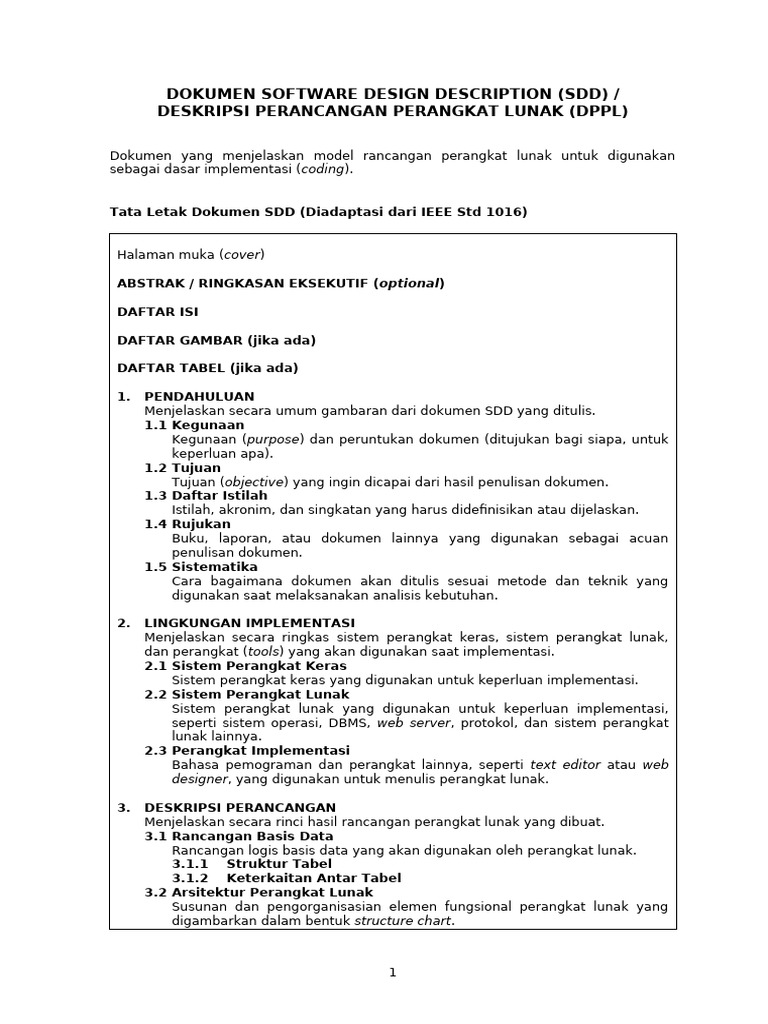 Panduan Penulisan Dokumen SDD | PDF